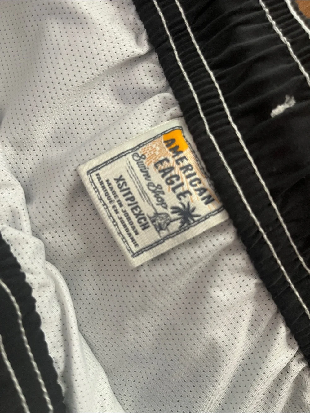 American Eagle Outfitters Black Kids Swim Trunks with Contrast Stitching